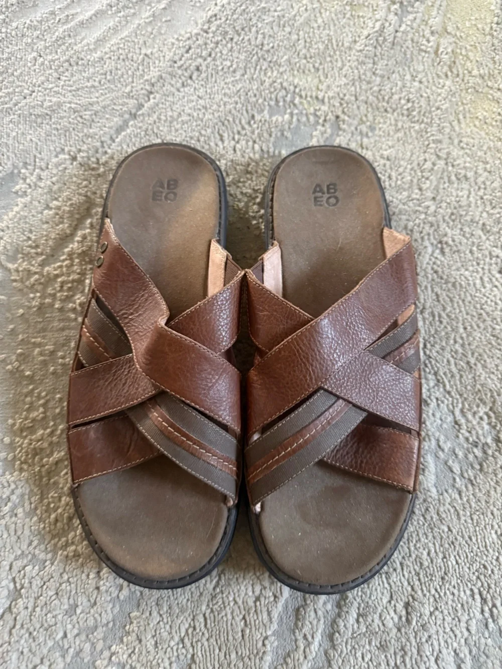 Abeo Brant Brown Leather Sandals straps slip on slides  BM048 12